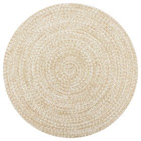 Alfombra de yute tejida a mano blanco y natural 150 cm en Alfombras | Comprar online en Foru.es