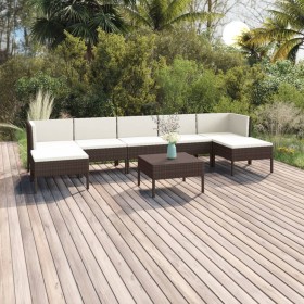 Set muebles de jardín 8 pzas y cojines ratán sintético marrón en Conjuntos de jardín | Comprar online en Foru.es