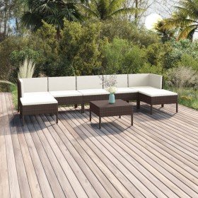 Set muebles de jardín 8 pzas y cojines ratán sintético marrón en Conjuntos de jardín | Comprar online en Foru.es