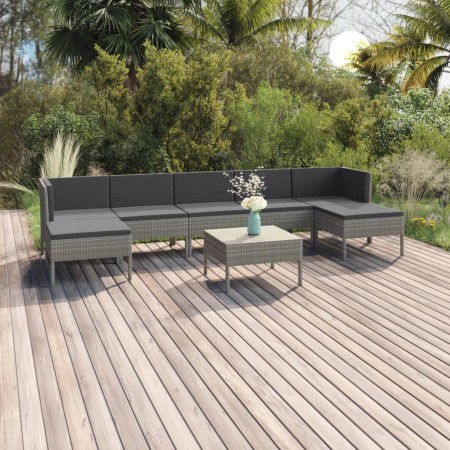 Set de muebles de jardín 8 pzas y cojines ratán sintético gris en Conjuntos de jardín | Comprar online en Foru.es