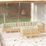 Muebles de jardín 8 pzas y cojines madera maciza de pino crema en Conjuntos de jardín | Comprar online en Foru.es