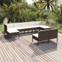 Set muebles de jardín 9 pzas y cojines ratán sintético marrón en Conjuntos de jardín | Comprar online en Foru.es