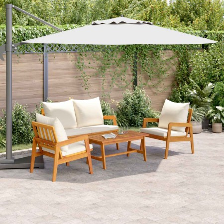 Conjunto bistro 4 pcs Marrón y crema Madera de Acacia Sólida en Sofás de exterior | Comprar online en Foru.es