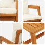 Conjunto bistro 4 pcs Marrón y crema Madera de Acacia Sólida en Sofás de exterior | Comprar online en Foru.es