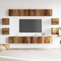 Conjunto de mueble de TV 8 piezas montado la pared madera vieja en Muebles TV | Comprar online en Foru.es
