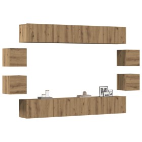 Mueble para TV de pared madera contrachapada artesanal 8 piezas en Muebles TV | Comprar online en Foru.es