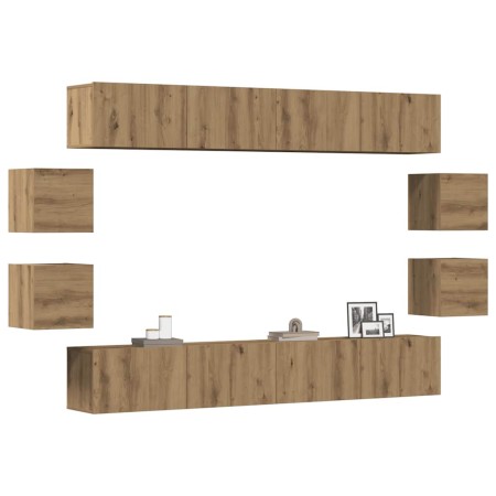 Mueble para TV de pared madera contrachapada artesanal 8 piezas en Muebles TV | Comprar online en Foru.es