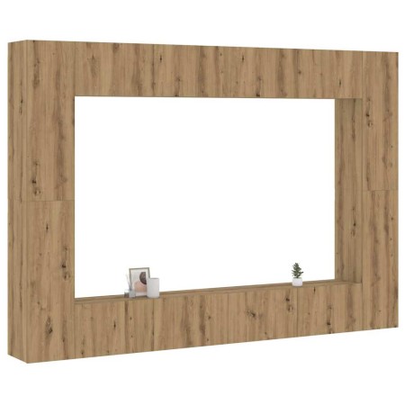 Mueble para TV de pared madera contrachapada artesanal 8 piezas en Muebles TV | Comprar online en Foru.es