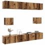 Conjunto de mueble de TV 6 piezas montado la pared madera vieja en Muebles TV | Comprar online en Foru.es