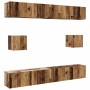 Conjunto de mueble de TV 6 piezas montado la pared madera vieja en Muebles TV | Comprar online en Foru.es