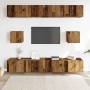 Conjunto de mueble de TV 6 piezas montado la pared madera vieja en Muebles TV | Comprar online en Foru.es