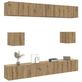 Mueble para TV de pared madera contrachapada artesanal 6 piezas en Muebles TV | Comprar online en Foru.es