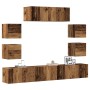 Conjunto de mueble de TV 7 piezas montado la pared madera vieja en Muebles TV | Comprar online en Foru.es