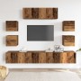 Conjunto de mueble de TV 7 piezas montado la pared madera vieja en Muebles TV | Comprar online en Foru.es