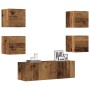 Conjunto de mueble de TV 5 piezas montado la pared madera vieja en Muebles TV | Comprar online en Foru.es