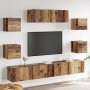 Conjunto de mueble de TV 7 piezas montado la pared madera vieja en Muebles TV | Comprar online en Foru.es