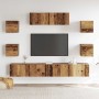 Conjunto de mueble de TV 7 piezas montado la pared madera vieja en Muebles TV | Comprar online en Foru.es