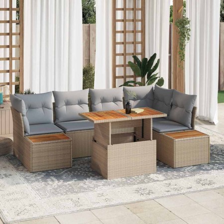 Conjunto de sofá de jardín 10 pcs Beige Poliratán en Sofás de exterior | Comprar online en Foru.es