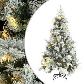 Árbol de Navidad con nieve, luces LED y piñas PVC y PE 195 cm en Decoración Festiva y Estacional | Comprar online en Foru.es