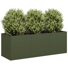 Jardinera de acero laminado en frío verde oliva 120x40x40 cm en Macetas y jardineras | Comprar online en Foru.es