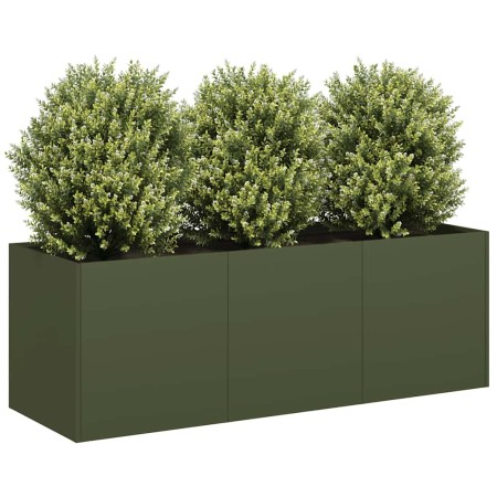 Jardinera de acero laminado en frío verde oliva 120x40x40 cm en Macetas y jardineras | Comprar online en Foru.es