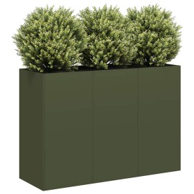 Jardinera de acero laminado en frío verde oliva 120x40x80 cm en Macetas y jardineras | Comprar online en Foru.es