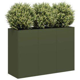 Jardinera de acero laminado en frío verde oliva 120x40x80 cm en Macetas y jardineras | Comprar online en Foru.es