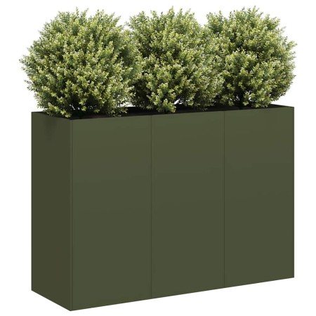 Jardinera de acero laminado en frío verde oliva 120x40x80 cm en Macetas y jardineras | Comprar online en Foru.es