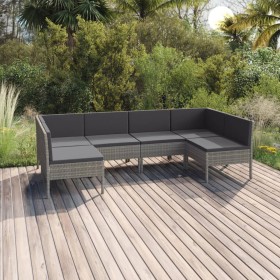 Set de muebles de jardín 6 pzas y cojines ratán sintético gris en Conjuntos de jardín | Comprar online en Foru.es