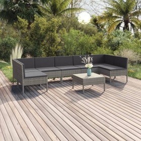 Set de muebles de jardín 8 pzas y cojines ratán sintético gris en Conjuntos de jardín | Comprar online en Foru.es