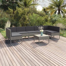 Set de muebles de jardín 8 pzas y cojines ratán sintético gris en Conjuntos de jardín | Comprar online en Foru.es