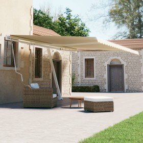 Toldo de pie retráctil manual color crema 500x300 cm en Toldos | Comprar online en Foru.es