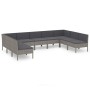 Set de muebles de jardín 9 pzas y cojines ratán sintético gris en Conjuntos de jardín | Comprar online en Foru.es