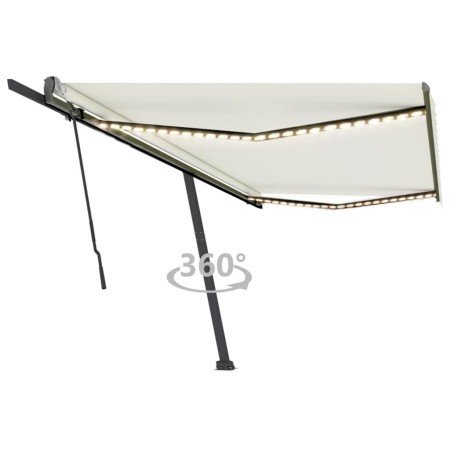 Toldo retráctil manual con luz LED crema 500x300 cm en Toldos | Comprar online en Foru.es