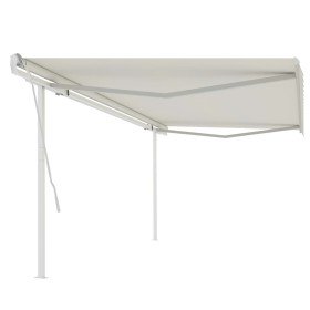 Toldo manual retráctil con postes color crema 5x3 m en Toldos | Comprar online en Foru.es