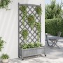 Jardinera con enrejado y ruedas madera maciza de abeto gris en Macetas y jardineras | Comprar online en Foru.es