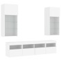 Muebles de TV de pared con LED 5 pzas madera ingeniería blanco en Muebles TV | Comprar online en Foru.es