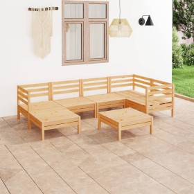 Juego de muebles de jardín 7 piezas madera maciza de pino en Conjuntos de jardín | Comprar online en Foru.es