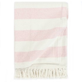 Manta a rayas algodón rosa envejecido 125x150 cm en Ropa de cama | Comprar online en Foru.es
