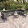 Set de muebles de jardín 11 pzas y cojines ratán sintético gris en Conjuntos de jardín | Comprar online en Foru.es