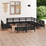 Juego de muebles de jardín 11 pzas madera maciza de pino negro en Conjuntos de jardín | Comprar online en Foru.es