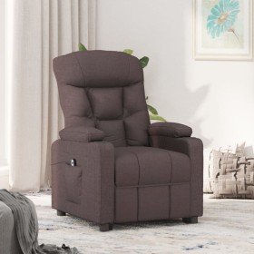 Sillón reclinable eléctrico tela marrón oscuro en Sillones | Comprar online en Foru.es