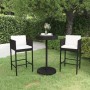 Set muebles bar jardín 3 piezas y cojines ratán sintético negro en Conjuntos de jardín | Comprar online en Foru.es