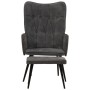 Sillón orejero con reposapiés lona negro vintage en Sillones | Comprar online en Foru.es