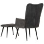 Sillón orejero con reposapiés lona negro vintage en Sillones | Comprar online en Foru.es