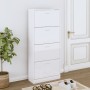 Mueble zapatero madera contrachapada blanco brillo 63x24x147 cm en Zapateros y organizadores de calzado | Comprar online en Foru
