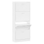 Mueble zapatero madera contrachapada blanco brillo 63x24x147 cm en Zapateros y organizadores de calzado | Comprar online en Foru