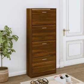 Mueble zapatero contrachapada color marrón roble 63x24x147 cm en Zapateros y organizadores de calzado | Comprar online en Foru.e