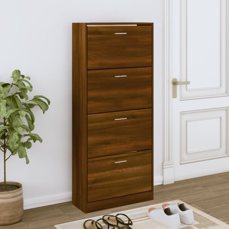 Mueble zapatero contrachapada color marrón roble 63x24x147 cm en Zapateros y organizadores de calzado | Comprar online en Foru.e
