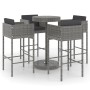 Set muebles bar jardín 5 piezas y cojines ratán sintético gris en Conjuntos de jardín | Comprar online en Foru.es